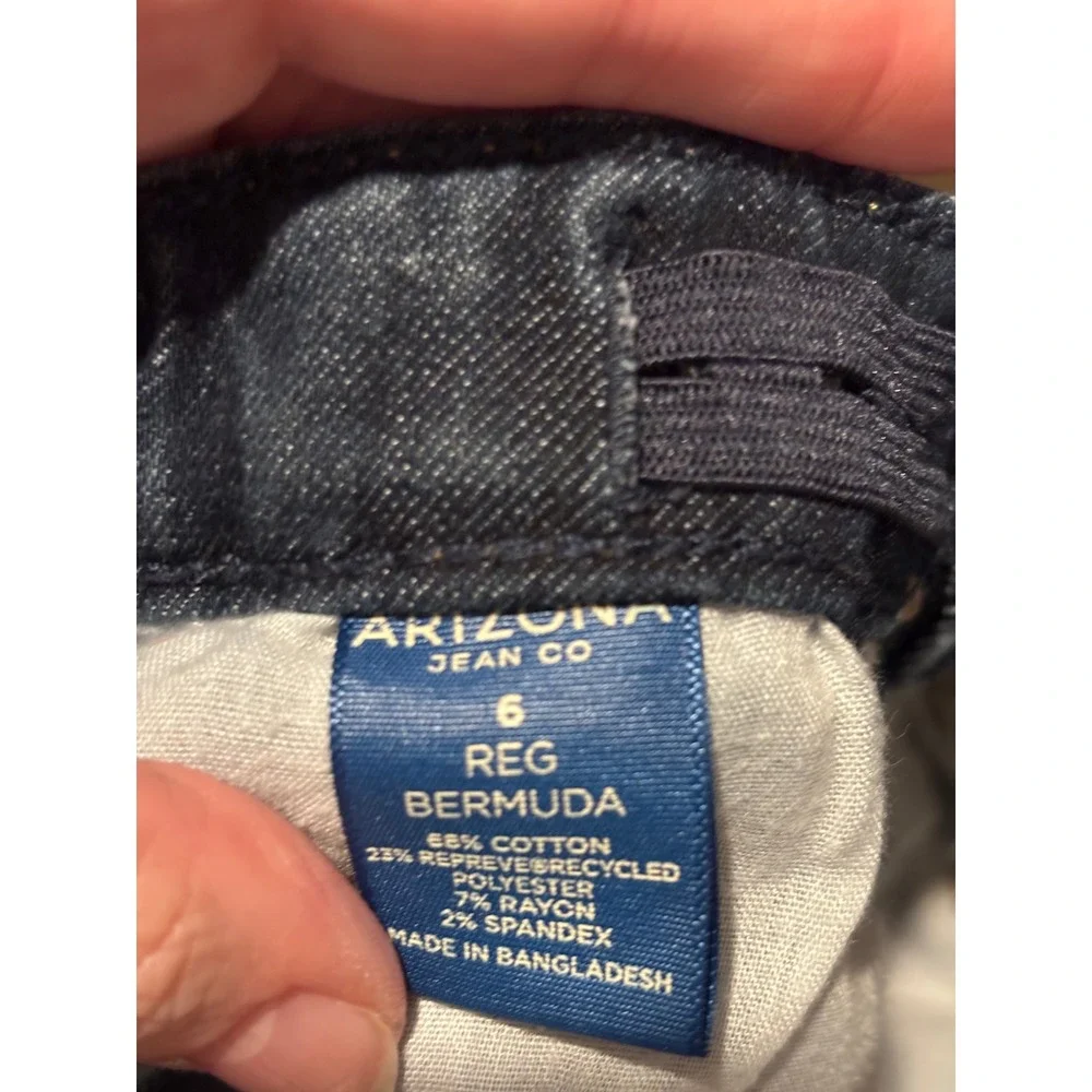 Arizona Jean Co Girls Denim Bermuda Shorts Distressed Dark Wash Size 6